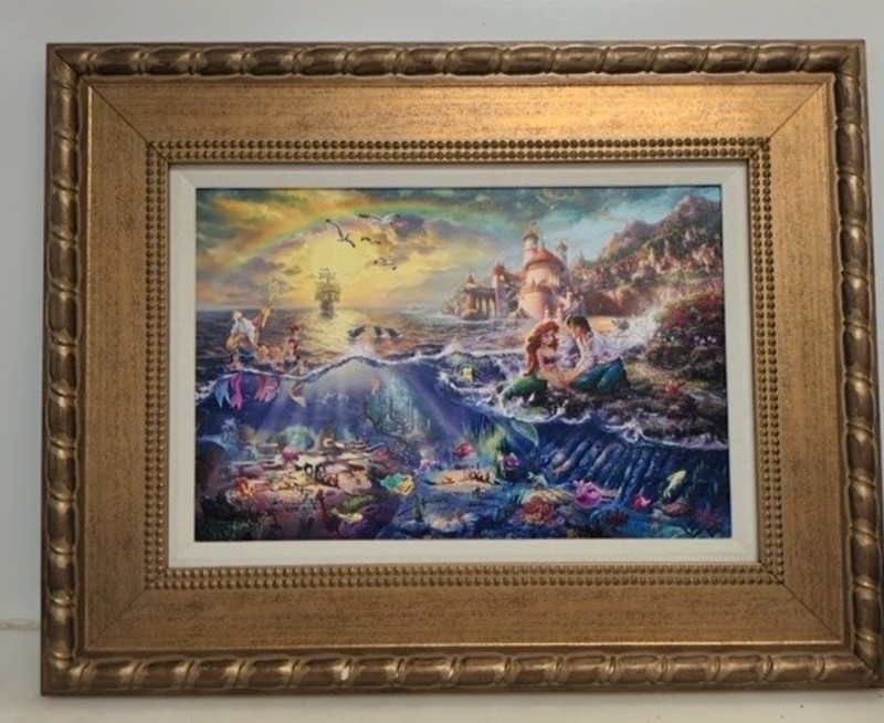 THOMAS KINKADE – THE LITTLE MERMAID 18″ X 27″ S/N HE GICLEE CANVAS #525/895