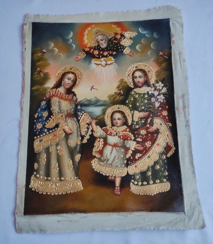 Sacred Family, Original oil paintings on canvas, Cuzco School painting