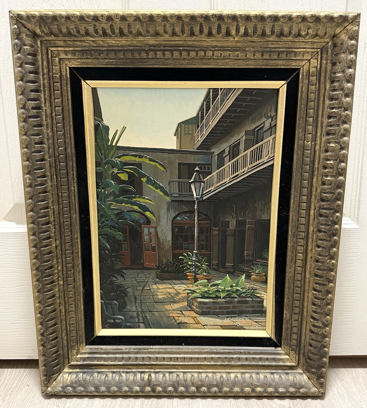 James L. Kendrick III ’75 Original Framed Oil Painting COURTYARD CANDLES 16″x20″
