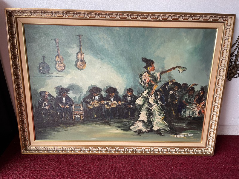 Important Early Lyonel Laurenceau Oil On Canvas Haitian Creole Art 41” X 29” Fr