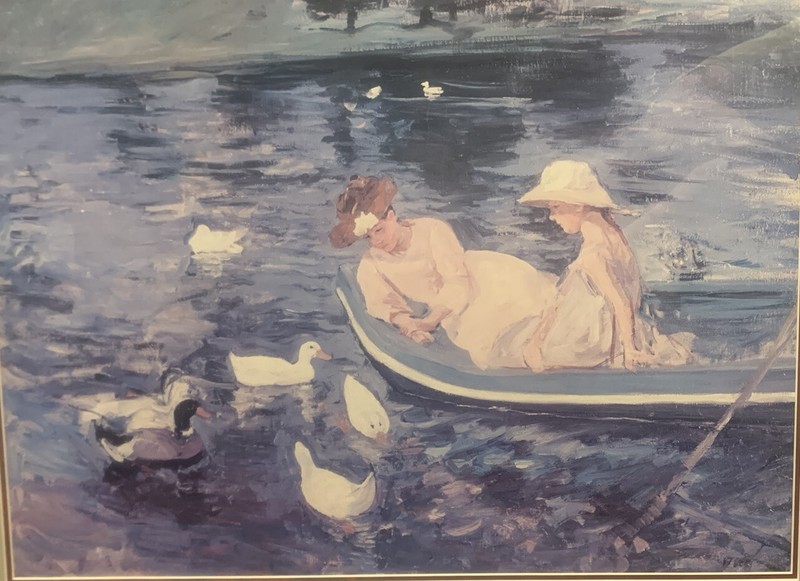 Wood Framed Matted SUMMERTIME by Mary Cassatt Art Print (17x28 in 26x31 Frame) gallery
