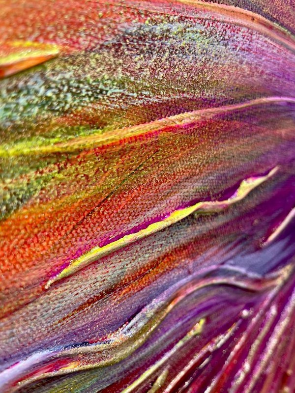 Hibiscus Yellow Orange Pink Purple High Texture Metallic Large Original Painting gallery