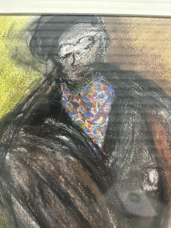 Oil Pastel Painting Figurative Man Abstraction Framed Modernist Expressionist gallery