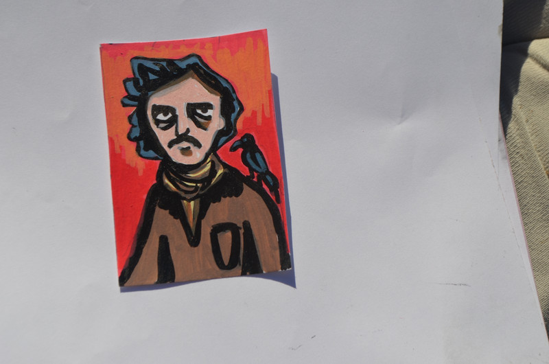 ACEO Original Acrylic Edgar Allen Poe Original Art not a print