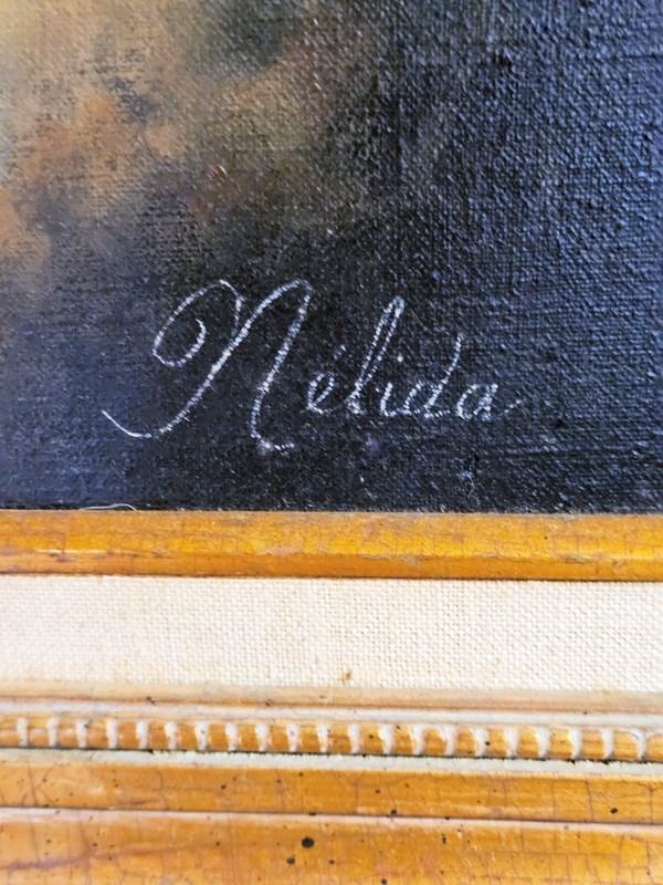 POST WAR OIL PAINTING "THE BALLERINA" by NELIDA 26"x30" gallery
