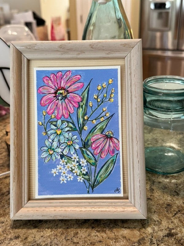 Colorful Flowers Painting, Small Art, 4×6”, Heartfelt_by_robin, Floral ACEO Set