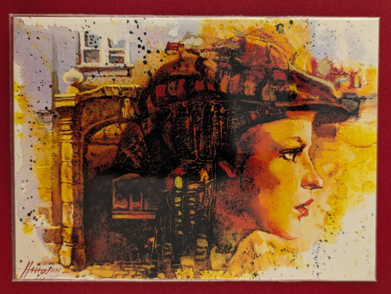ACEO Limited Edition Print Woman w/ Interesting Hat by Slovenian Sergej Hahonin