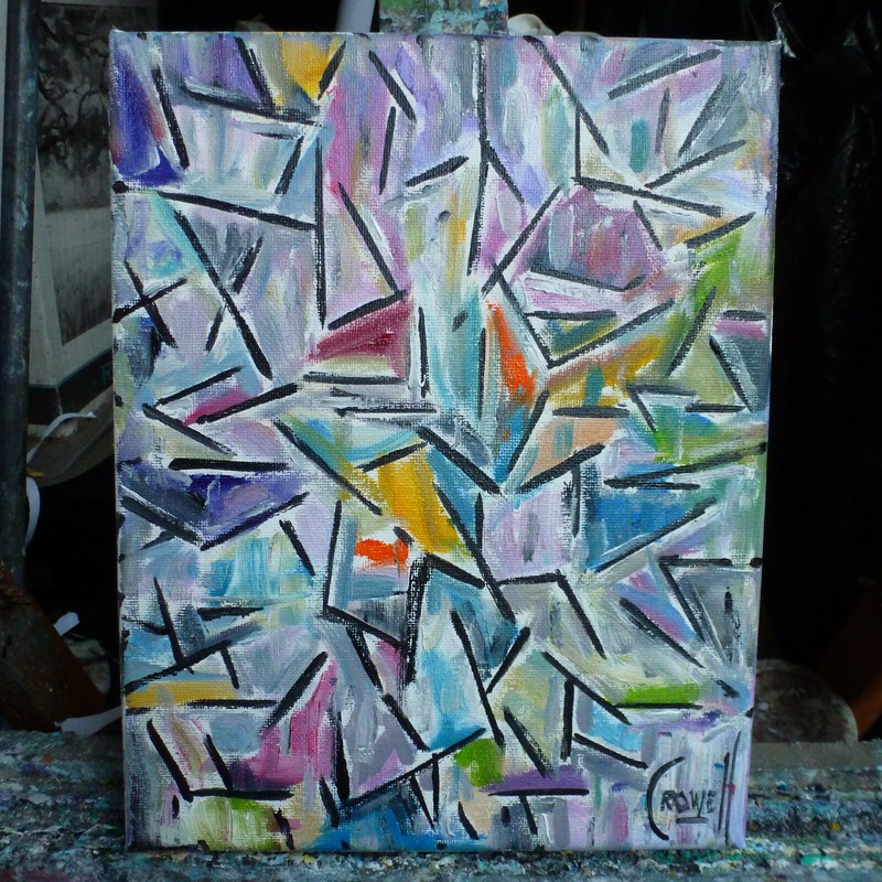 A POINT IN TIME abstract NEW oil painting 8x10 canvas original signed Crowell gallery