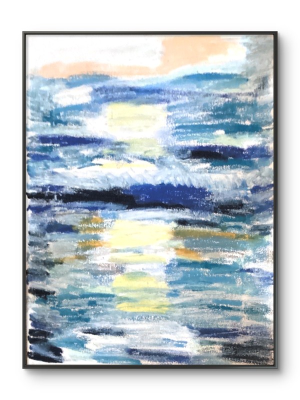 Ocean Seascape Fine Pastel Study Original 11×14 Coastal Water Wall Piece Canvas