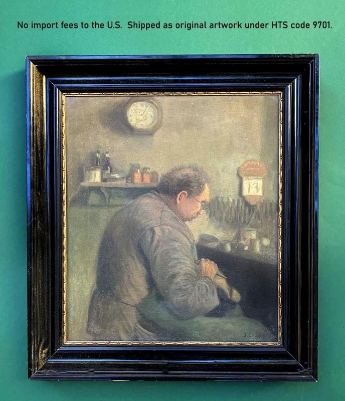 Frederik Engelfelt (1876) – The Shoemaker at Work – Danish Oil – Signed – COA