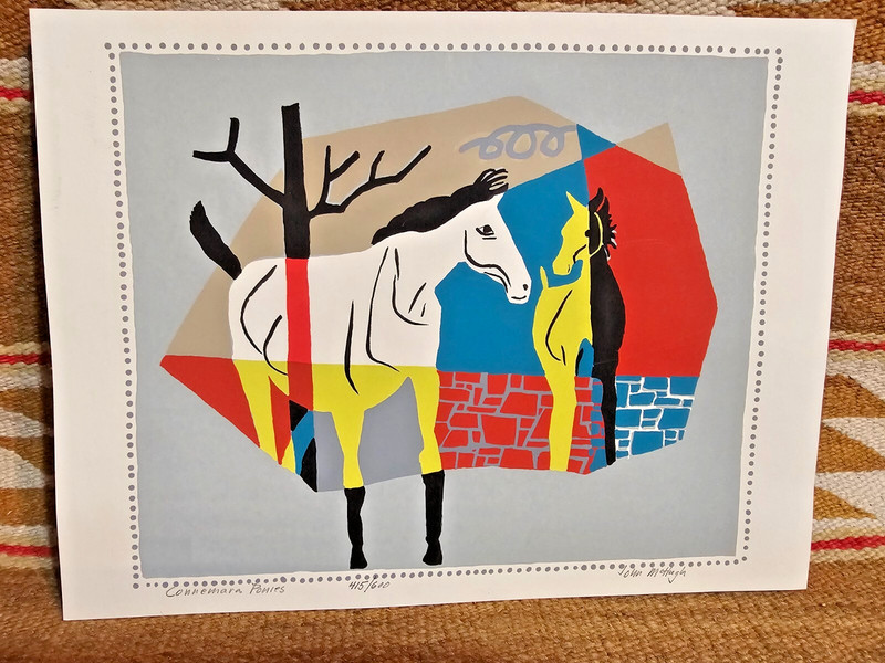 Beautifl signd John McHugh Silkscreen Connemara Horses Santa Fe artist architect
