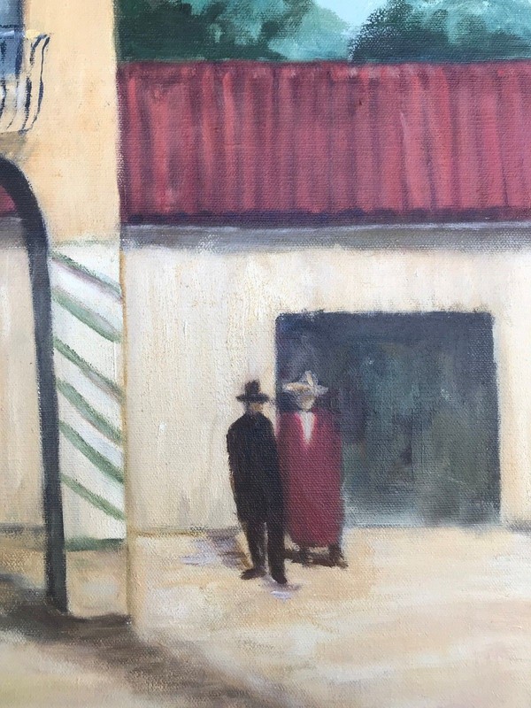 ELEANOR Original MID CENTURY MODERN OIL ON CANVAS PARIS STREETSCAPE gallery