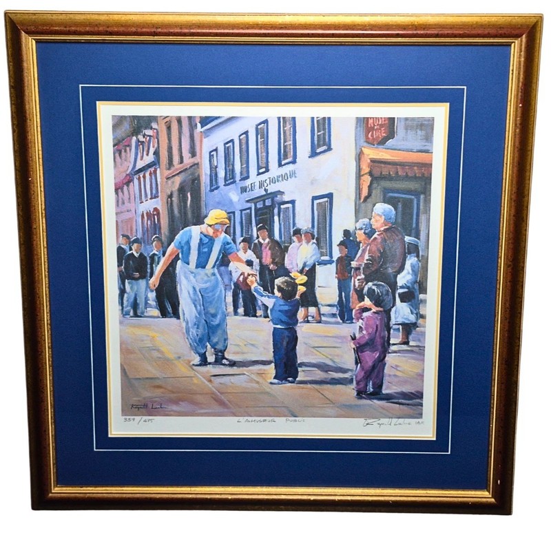 Raynald Leclerc Signed Lithograph 337/475 Framed 16x20 Mat Glass Canadian Art gallery