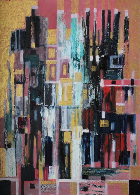Uldis Krauze, Solo I 2021., cardboard, oil, 70x50 cm