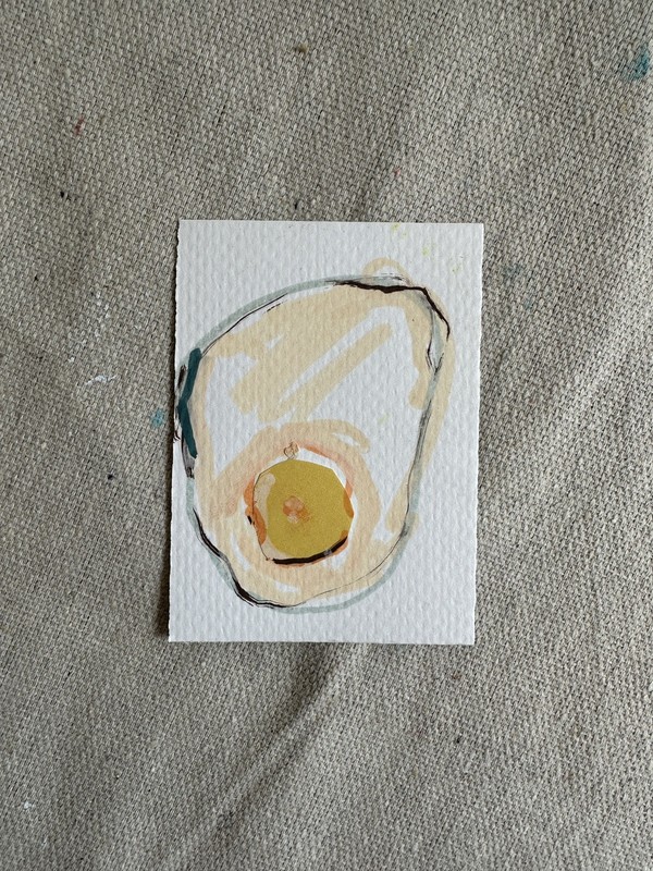 ACEO Original Acrylic Fried Egg Food Simple Mod Art by Bri Sander 3.5 x 2.5 OOAK gallery