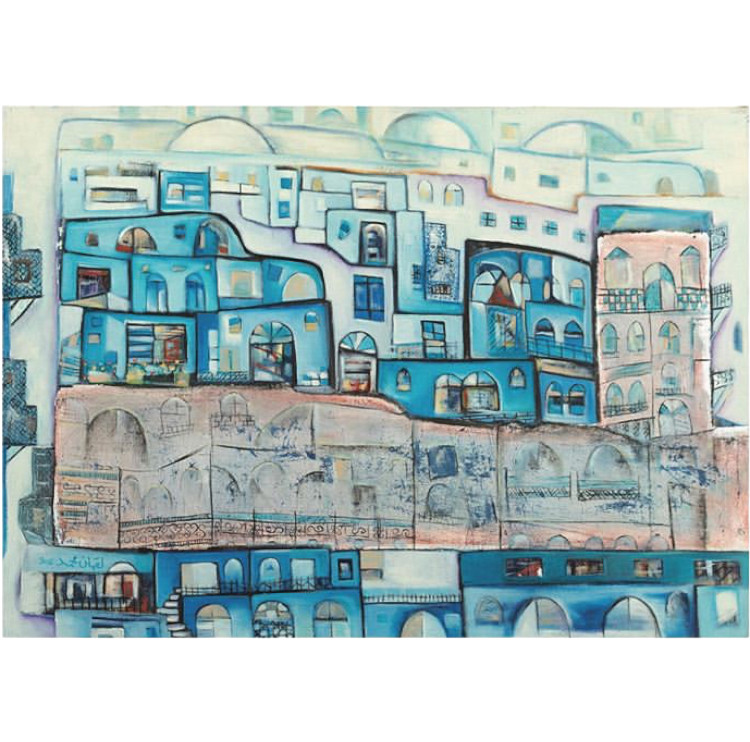 Lokman Mohamad لقمان محمد Original Oil painting «Rooftops» 27″x20″ SYR Fine Art