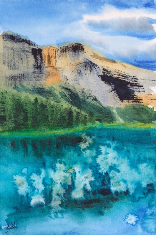 Emerald Lake Painting Yoho National Park Original Art Canadian Rocky Mountain