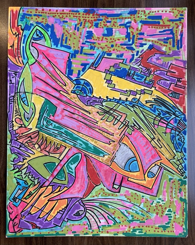 abstract art original Painting Modern Graffiti Expressionism Cubism