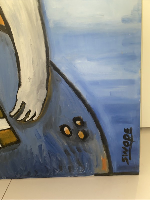 Original Large Painting Chess Checkers Man 40” X 30” Abstract Coffee Shop Art gallery