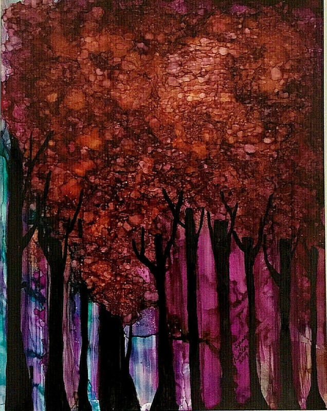 Autumn Trees Original Painting 11×14″ Forest by Lynne Kohler