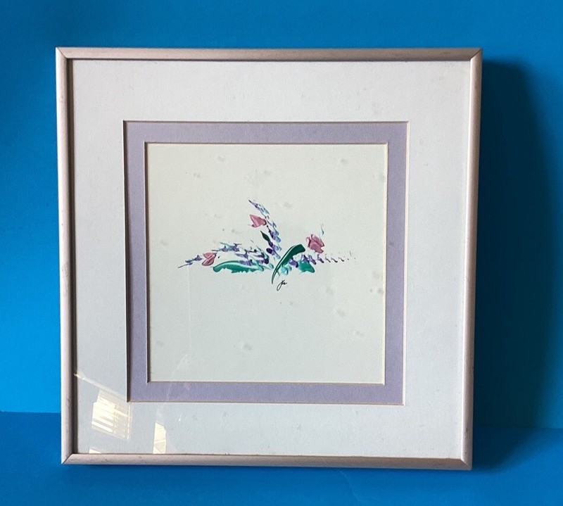 Matted and framed Art Flowers Signed by Artist 10 x 10 In Aluma Frame