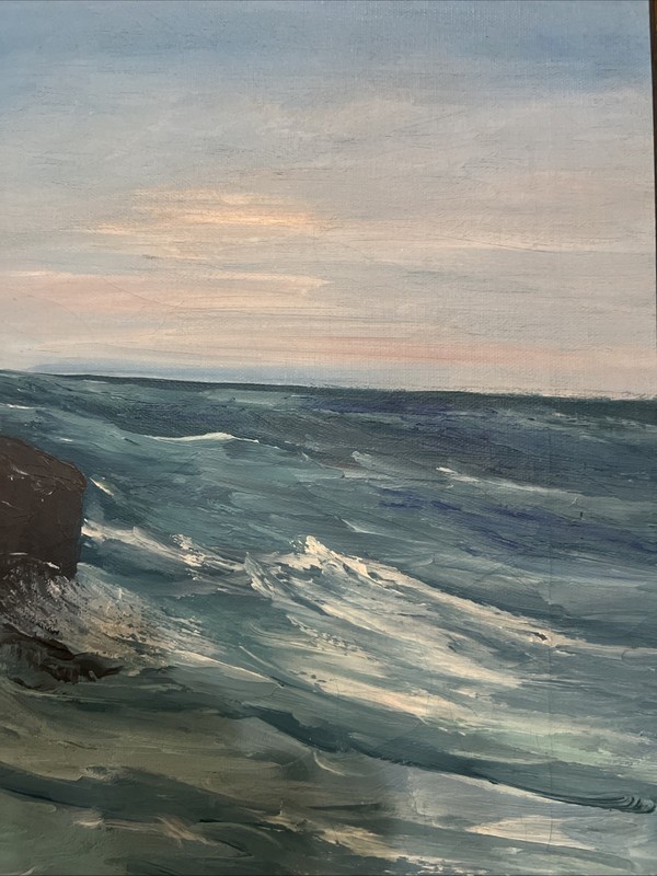 Winifred W Compton Oil ~Canvas Monhegan Island Coastal Scene 20th Century 18x24 gallery