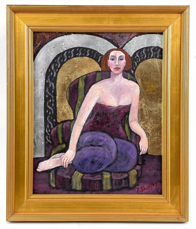 Alexander Khomsky “MATISSE GIRL” Oil on Canvas. Hand Signed & Framed with COA