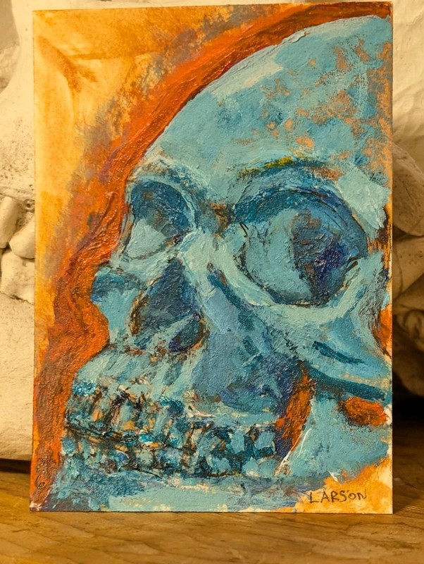 AECO Original Art Card – Skull #30 – 2.5 x 3.5 – by Larson
