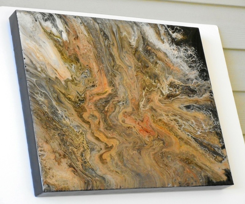 FLUID ACRYLIC POUR ABSTRACT PAINTING - ORIGINAL ART 16 x 20 Inch Cradled Canvas gallery