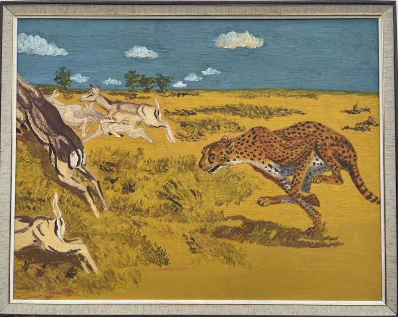 Unknown Animal Painter Leopard On The Hunt Desert Steppe Savanna Africa
