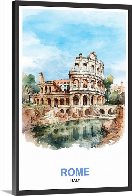 Rome Italy Travel Poster or Gallery Canvas Wrap Wall Art Home gallery