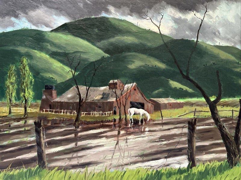 American Landscape Painting Wpa Impressionist Antique Farm Regionalism Farming gallery