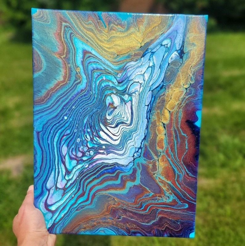 Acrylic Pour Painting On Stretched Canvas, 12 X 16, Cloud Painting, Fluid Art gallery