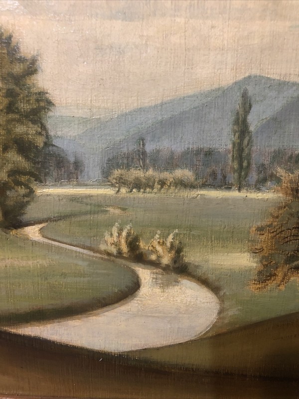 Original R. Jensen? Mid Century Oil On Board Landscape Painting Sweden 20” X 25” gallery