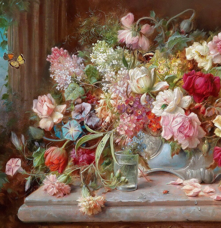 painting Giclee Decor Flowers & Butterflies Classical Oil Printed on Canvas gallery