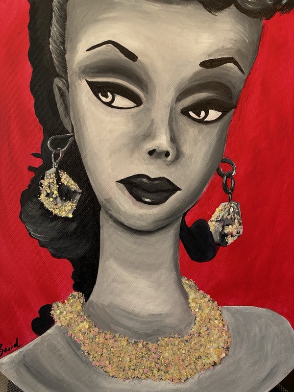 Custom Vintage Toy Art - Fashion Doll- Hand Painted Canvas -OOAK POP Art gallery