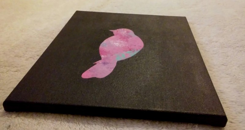 Bird Painting Canvas Wall Hanging Pink Cottage Core Sky Picture GIFT 11 x 14 New gallery