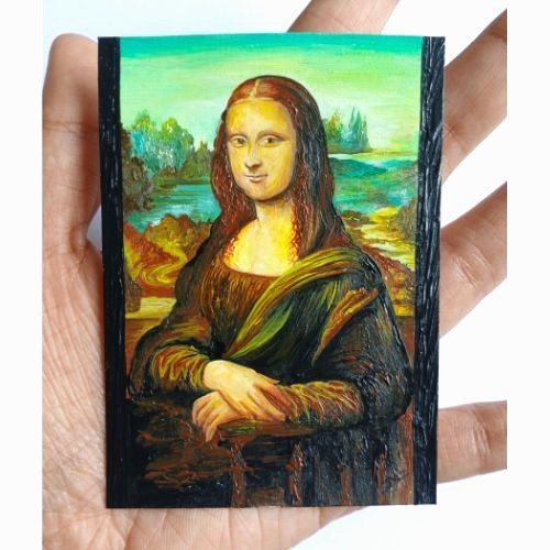 ACEO Original Monalisa Historical Value Popular Acrylic Art Lady Hand Paint New