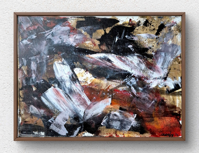 Abstract Earth Tones Landscape Art Home Office Decor Canvas Acrylic 12 x 16 B015