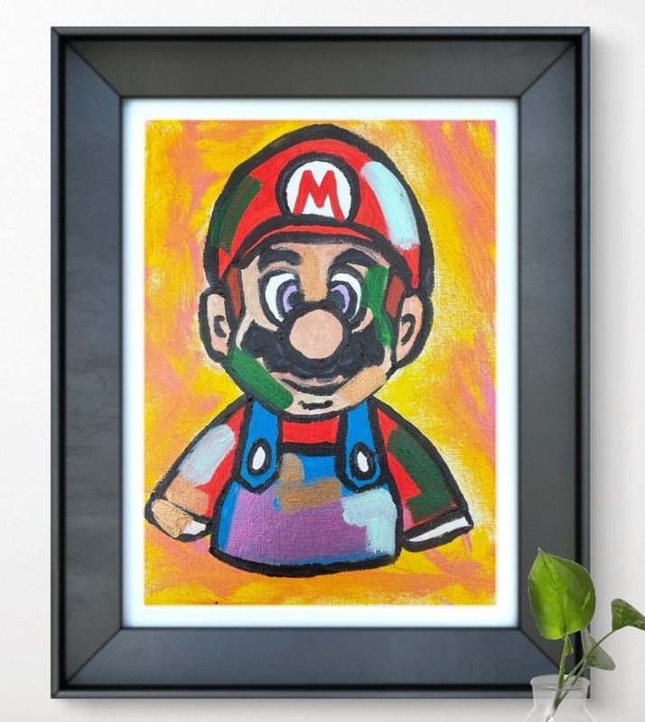 Original Art «Mario» 9×12 Canvas Expressionism Abstract Design Home Art