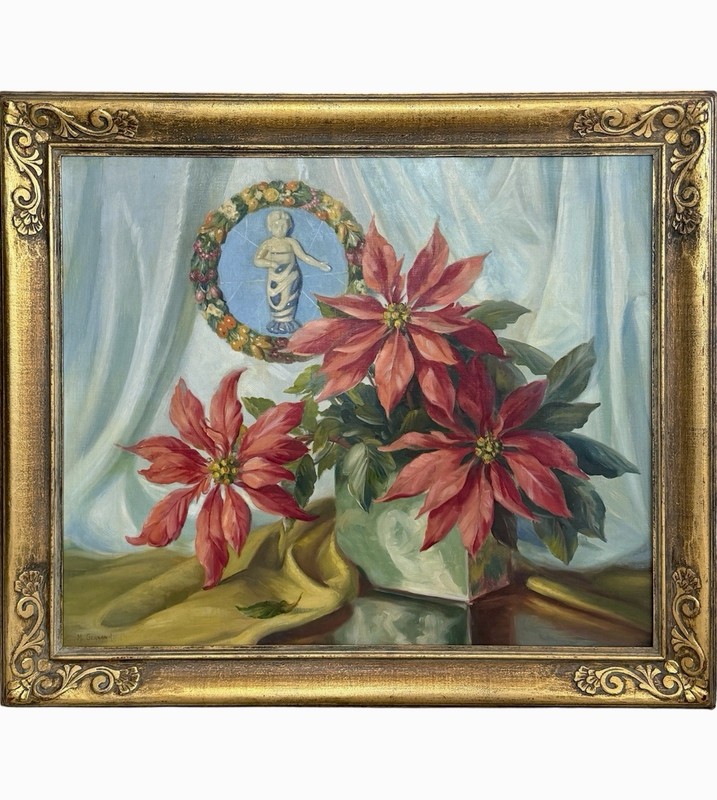 Listed Artist Miriam Gernand Floral Still Life Oil Painting Signed Bucks PA 36”L