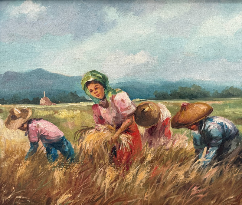 Vintage Original Oil Painting Rural Landscape Signed Listed Artist Oscar Navarro gallery