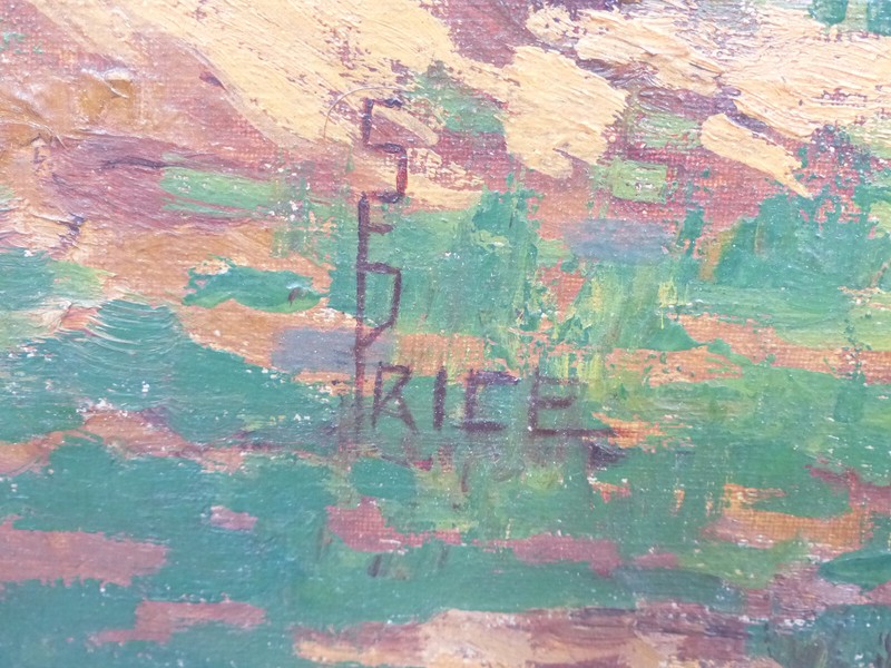1900's Wooded Landscape Impressionist Arts & Crafts Oil Painting by S F Price gallery