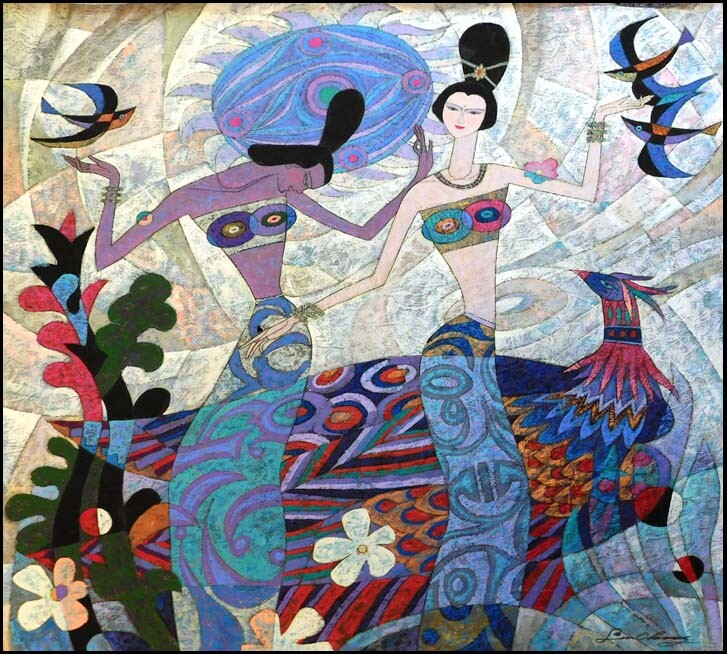 Lin Chong Original Acrylic Painting Untitled dancers Hand Signed Make an Offer