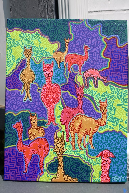 Fuzzy Friends Alpaca Painting | Small Original Art | Colorful Llamas gallery
