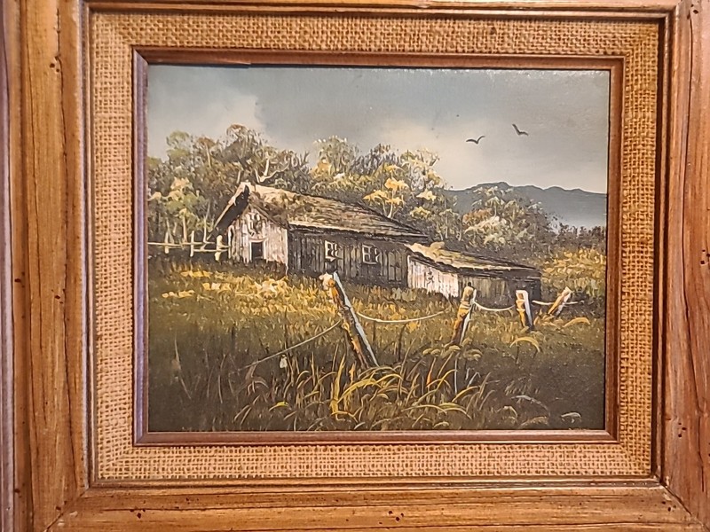 Vintage MCM Framed Oil Panting 16x18 Farmhouse Cottage Core gallery