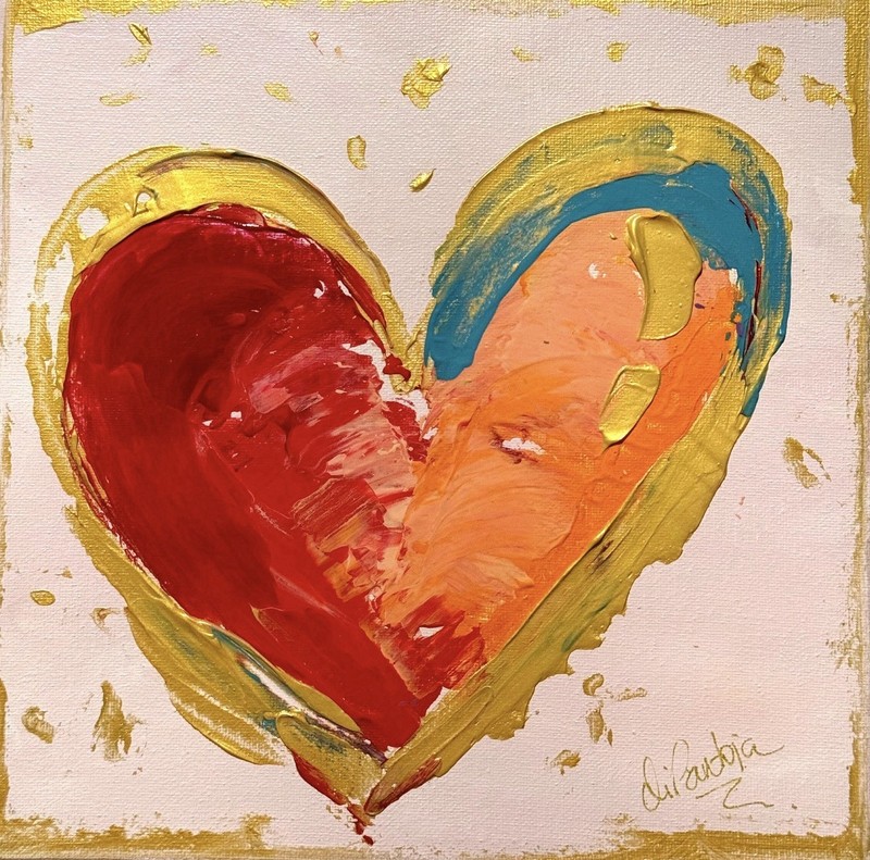 Golden Heart 10x10 Original Artwork Fine Art Expressionist Collector Interior gallery