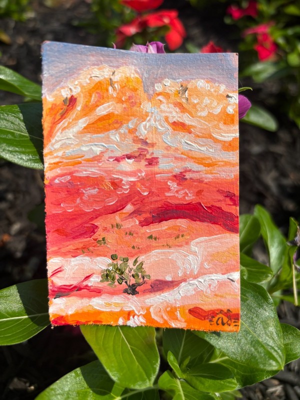 ACEO Original Western Desert Landscape 2.5 X 3.5 Oil Painting MeowsoSoup