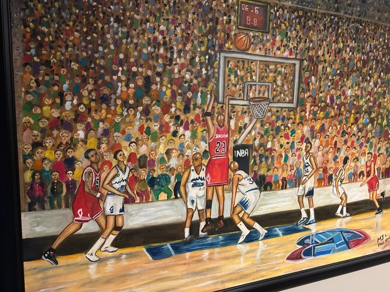 Michael Jordan ORIGINAL Oil Panting "MJs Final Shot" 1998 NBA Finals SIGNED! gallery