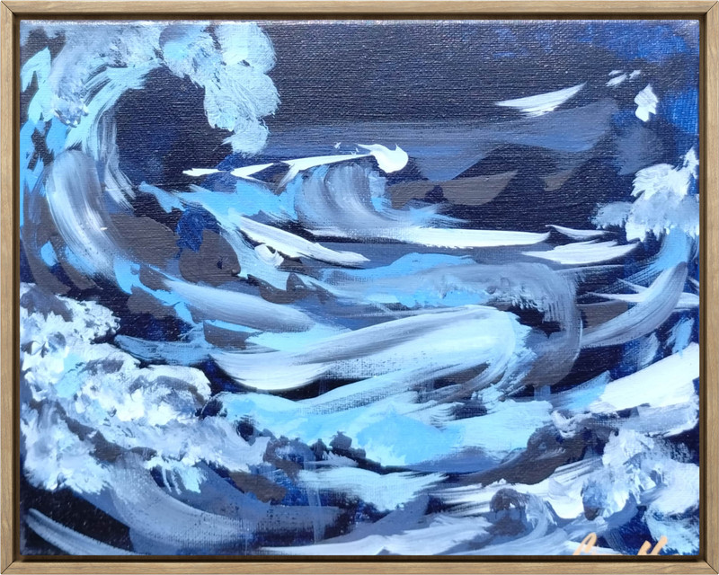 Seascape 8×10 Canvas Original Painting Blue Ocean Wave Living Room